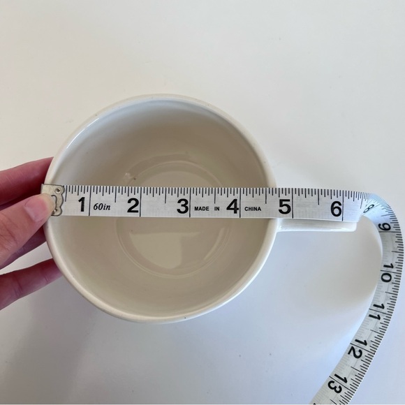 Early Rae Dunn By Magenta HOME Cappuccino Mug Flowers Typewriter Font - Picture 10 of 11